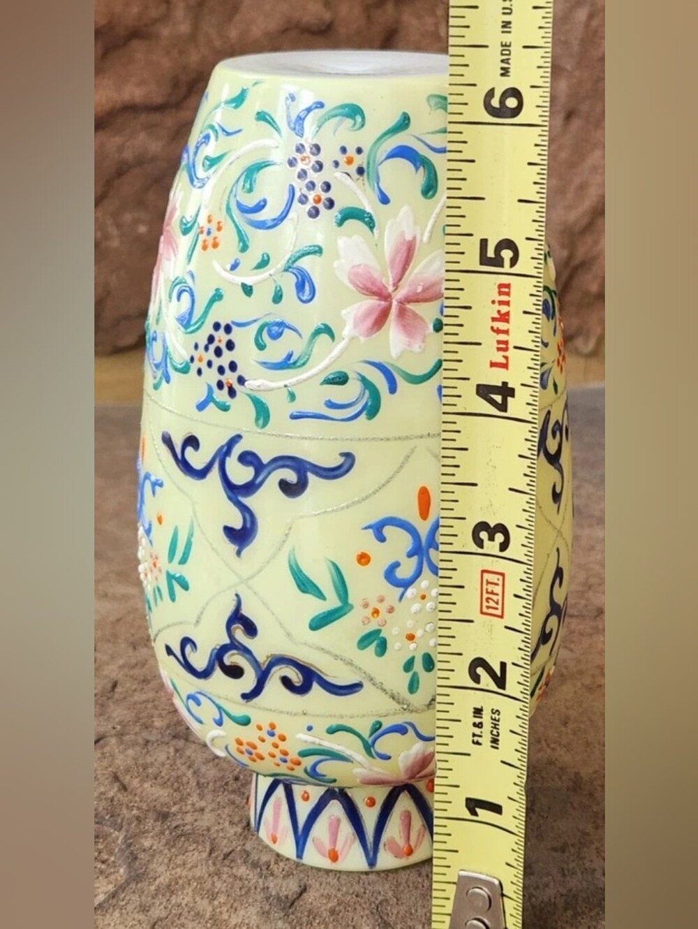 Antique 1800's Thomas Webb 6" Vase Moroccan Tapestry Hand Painted Opaline Glass - Picture 13 of 16